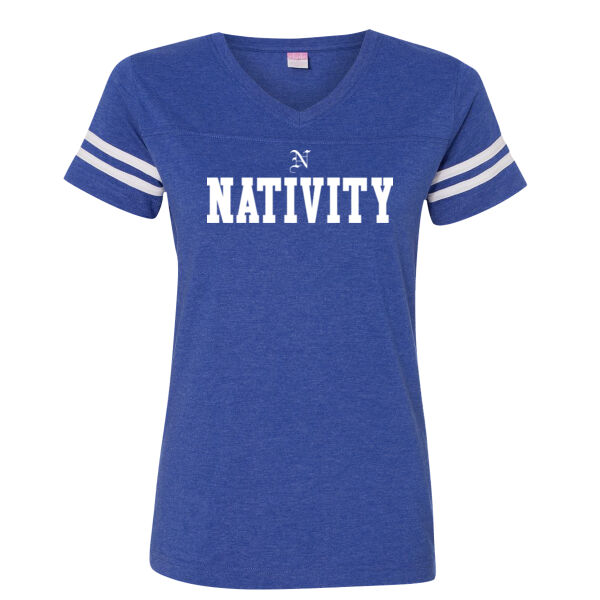 LAT - Women's  V-Neck Jersey Tee - Printed Logo Thumbnail