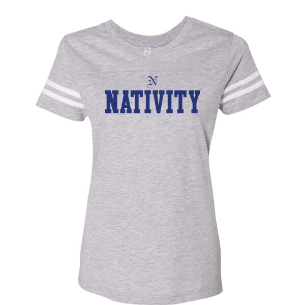 LAT - Women's Football V-Neck Fine Jersey Tee - Printed Logo Thumbnail