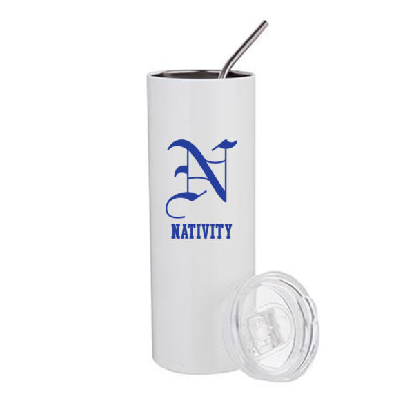 20 Oz Stainless Steel Tumbler with Straw & Lid - Sublimated Logo Thumbnail