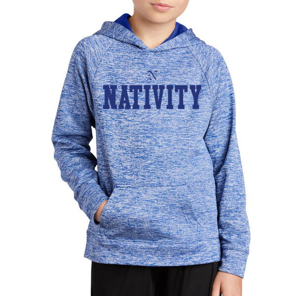 Sport-Tek® Youth PosiCharge® Electric Heather Fleece Hooded Pullover - Printed Logo Thumbnail